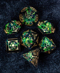 URWizards D&D Resin Dark Glitter Engraved Dice Set Lunar Eclipse - Urwizards
