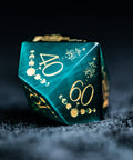 URWizards D&D Teal Green Cat's Eye Engraved Dice Set Lunar Eclipse - Urwizards