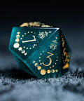 URWizards D&D Teal Green Cat's Eye Engraved Dice Set Lunar Eclipse - Urwizards