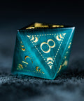 URWizards D&D Teal Green Cat's Eye Engraved Dice Set Lunar Eclipse - Urwizards