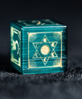 URWizards D&D Teal Green Cat's Eye Engraved Dice Set Lunar Eclipse - Urwizards