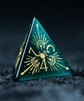 URWizards D&D Teal Green Cat's Eye Engraved Dice Set Lunar Eclipse - Urwizards