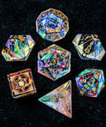 URWizards D&D Dichroic Glass Engraved Dice Set Lunar Eclipse Gold Inked - Urwizards