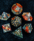 URWizards D&D Blood stone Engraved Dice Set Lunar Eclipse - Urwizards