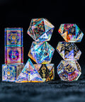URWizards D&D Dichroic Glass Engraved Dice Set Lunar Eclipse Gold Inked - Urwizards
