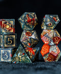 URWizards D&D Blood stone Engraved Dice Set Lunar Eclipse - Urwizards