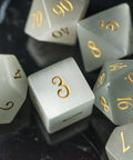 URWizards Dnd White Cat's Eye Gemstone Engraved Dice Set - Urwizards