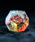 URWizards D&D Dichroic Glass Engraved Dice Set Lunar Eclipse Gold Inked - Urwizards