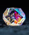 URWizards D&D Dichroic Glass Engraved Dice Set Lunar Eclipse Gold Inked - Urwizards
