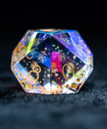 URWizards D&D Dichroic Glass Engraved Dice Set Lunar Eclipse Gold Inked - Urwizards