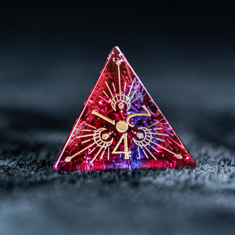URWizards D&D Blast Red&blue Glass Engraved Dice Set Lunar Eclipse - Urwizards