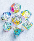 URWizards D&D Dichroic Glass Engraved Dice Set Lunar Eclipse - Urwizards