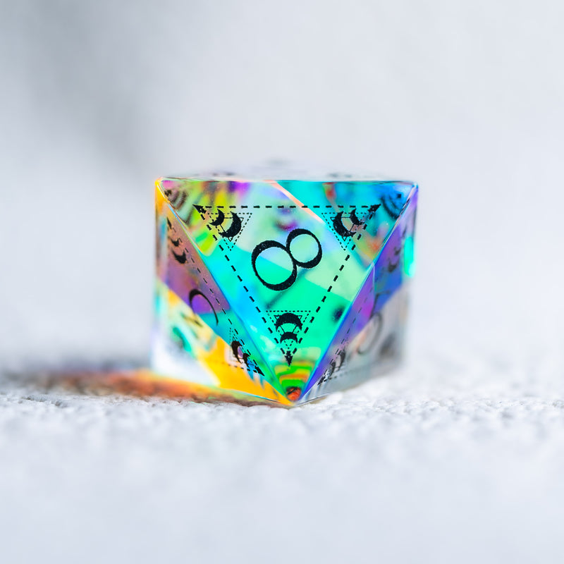 URWizards D&D Dichroic Glass Engraved Dice Set Lunar Eclipse - Urwizards