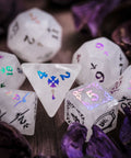 URWizards Clear Quartz Raised Plating Number Dice Set Royal Style - Urwizards