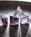 URWizards Dnd Purple Fluorite Gemstone Engraved Dice Set - Urwizards
