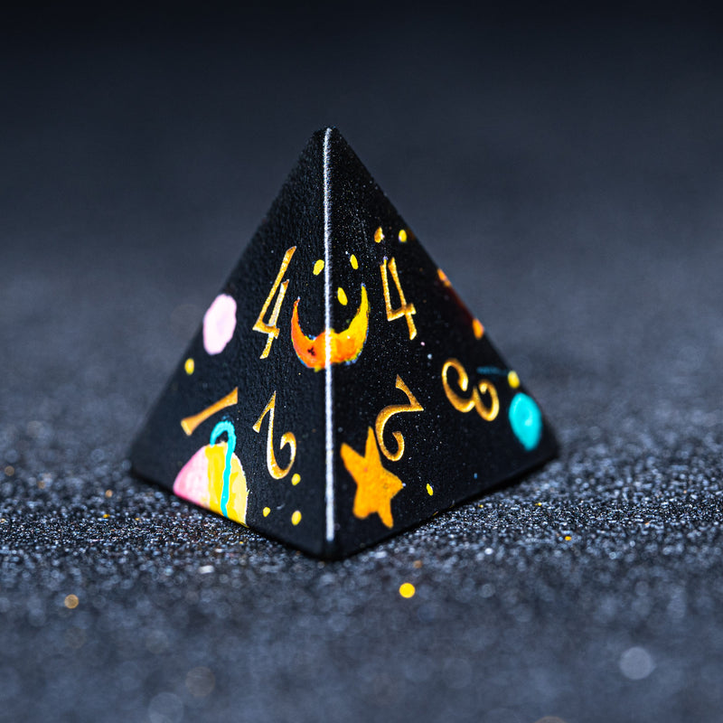 URWizards D&D Obsidian Engraved Dice Set Hand-painted Galaxy - Urwizards