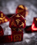 URWizards Dnd Garnet Glass Engraved Dice Set Dagger Rogue Style - Urwizards