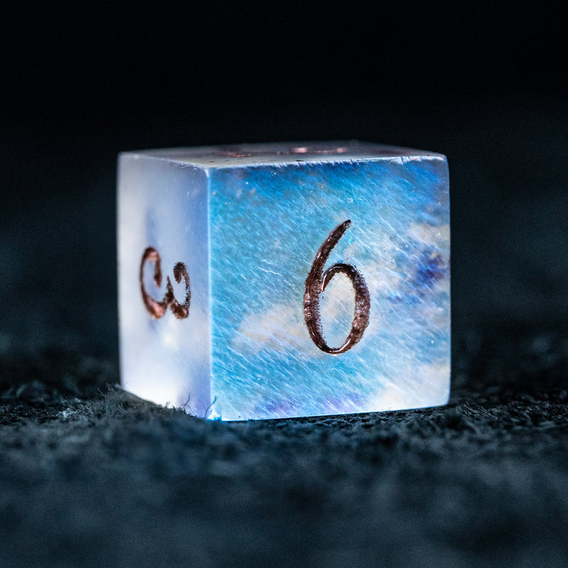 URWizards D&D Engraved Natural Moon Stone D6 Dice - Urwizards