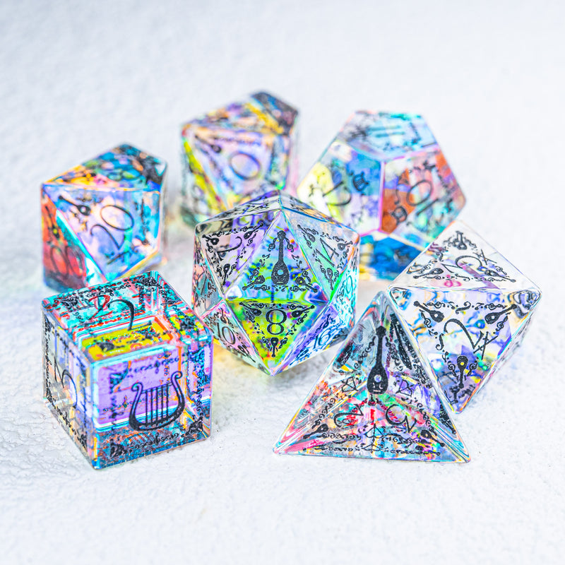 URWizards D&D Prism Glass Engraved Dice Set Bard - Urwizards
