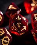 URWizards Dnd Garnet Glass Engraved Dice Set Dagger Rogue Style - Urwizards