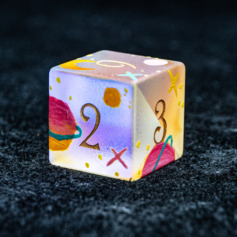 URWizards D&D Raised Prism Glass Engraved Dice Set Hand-painted Galaxy - Urwizards