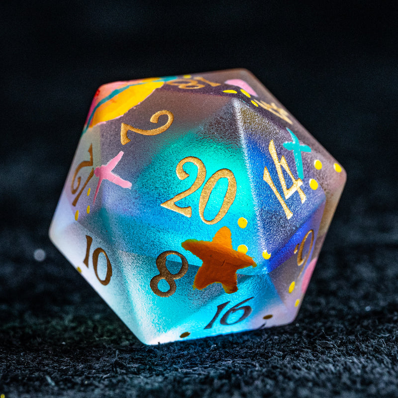 URWizards D&D Raised Prism Glass Engraved Dice Set Hand-painted Galaxy - Urwizards