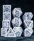URWizards D&D White Howlite Engraved Dice Set Bard - Urwizards