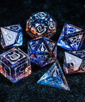 URWizards D&D Resin Dawn Glitter Engraved Dice Set Bard Style - Urwizards