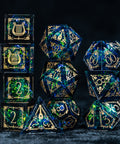 URWizards D&D Resin Dark Glitter Engraved Dice Set Bard Style - Urwizards