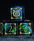 URWizards D&D Resin Dark Glitter Engraved Dice Set Bard Style - Urwizards