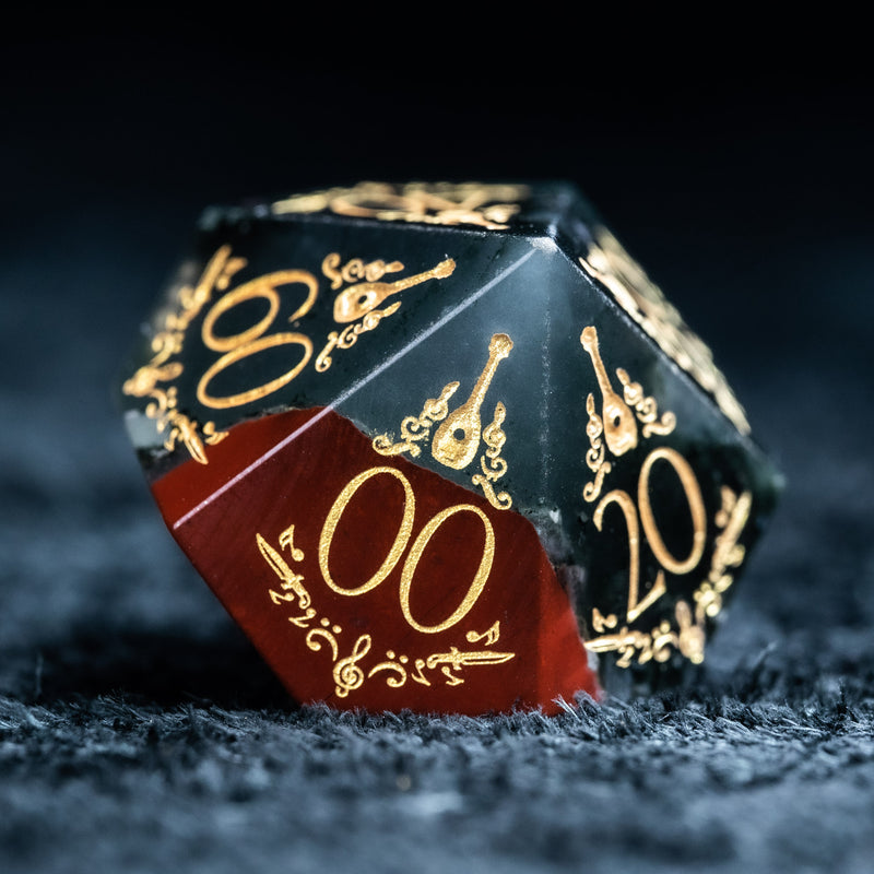 URWizards D&D Bloodstone Engraved Dice Set Bard Style - Urwizards