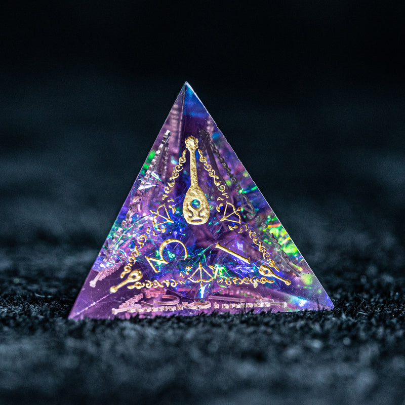 URWizards D&D Resin Purple Glitter Engraved Dice Set Bard Style - Urwizards