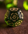 URWizards Dnd Peridot Glass Engraved Dice Set Plant Vine Style - Urwizards