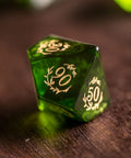 URWizards Dnd Peridot Glass Engraved Dice Set Plant Vine Style - Urwizards