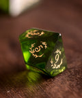 URWizards Dnd Peridot Glass Engraved Dice Set Plant Vine Style - Urwizards
