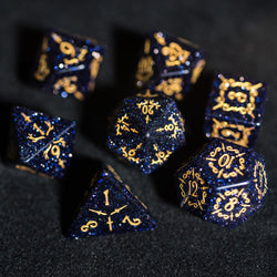 URWizards Dnd Blue Sandstone Gemstone Engraved Dice Set Dagger Rogue Style - Urwizards