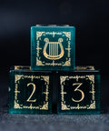 URWizards D&D Teal Green Cat's Eye Engraved Dice Set Bard Style - Urwizards