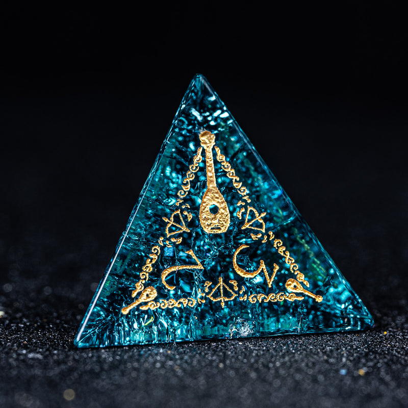 URWizards D&D Blast Blue Glass Engraved Dice Set Bard Style - Urwizards