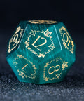 URWizards D&D Teal Green Cat's Eye Engraved Dice Set Bard Style - Urwizards