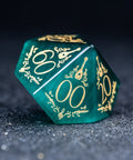 URWizards D&D Teal Green Cat's Eye Engraved Dice Set Bard Style - Urwizards