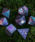 URWizards Hematite Raised Plating Number Dice Set Artificer Style - Urwizards