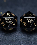 URWizards D&D Obsidian Gemstone Engraved Dice Set F*CK Style - Urwizards