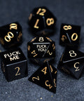URWizards D&D Obsidian Gemstone Engraved Dice Set F*CK Style - Urwizards