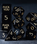 URWizards D&D Obsidian Gemstone Engraved Dice Set F*CK Style - Urwizards