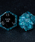 URWizards D&D Ice Glitter Resin Engraved Dice Set Fuck You Fuck Me Style - Urwizards