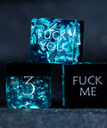 URWizards D&D Ice Glitter Resin Engraved Dice Set Fuck You Fuck Me Style - Urwizards