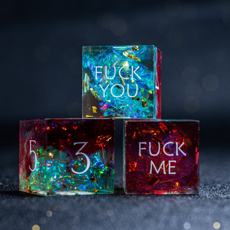 URWizards D&D Toxic Resin Engraved Dice Set Fuck You Fuck Me Style - Urwizards