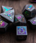 URWizards Hematite Raised Plating Number Dice Set Royal Style - Urwizards