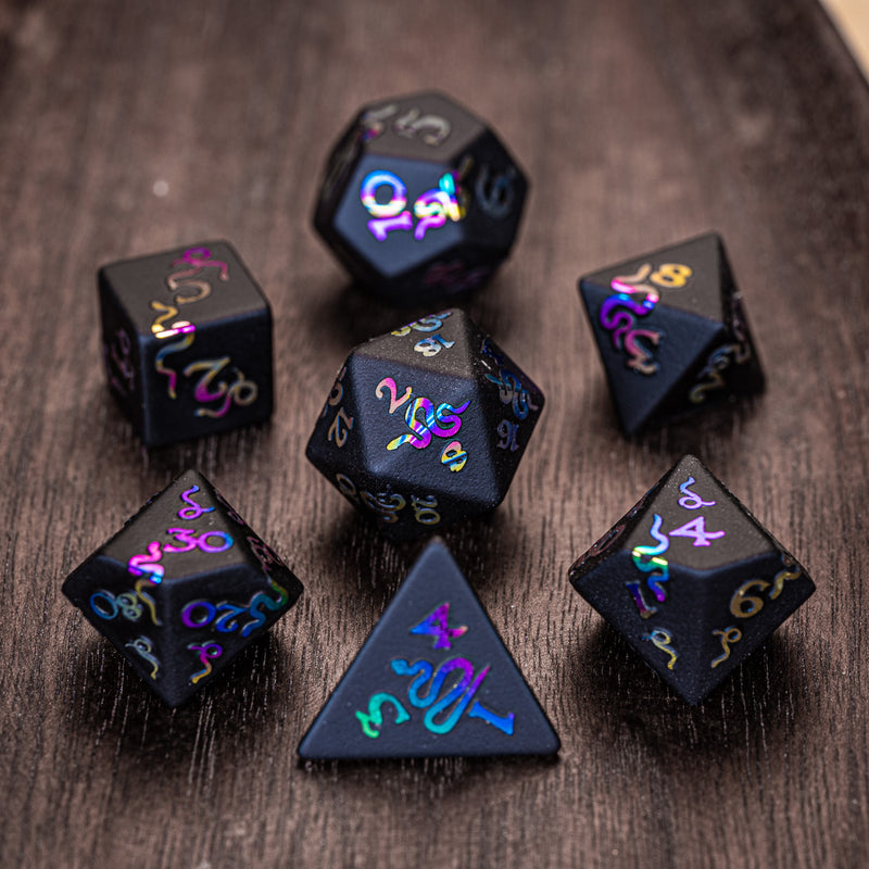 URWizards Obsidian Raised Plating Number Dice Set Serpent Style - Urwizards