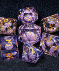 URWizards D&D Liquid Heart Resin Engraved Dice Set Purple - Urwizards